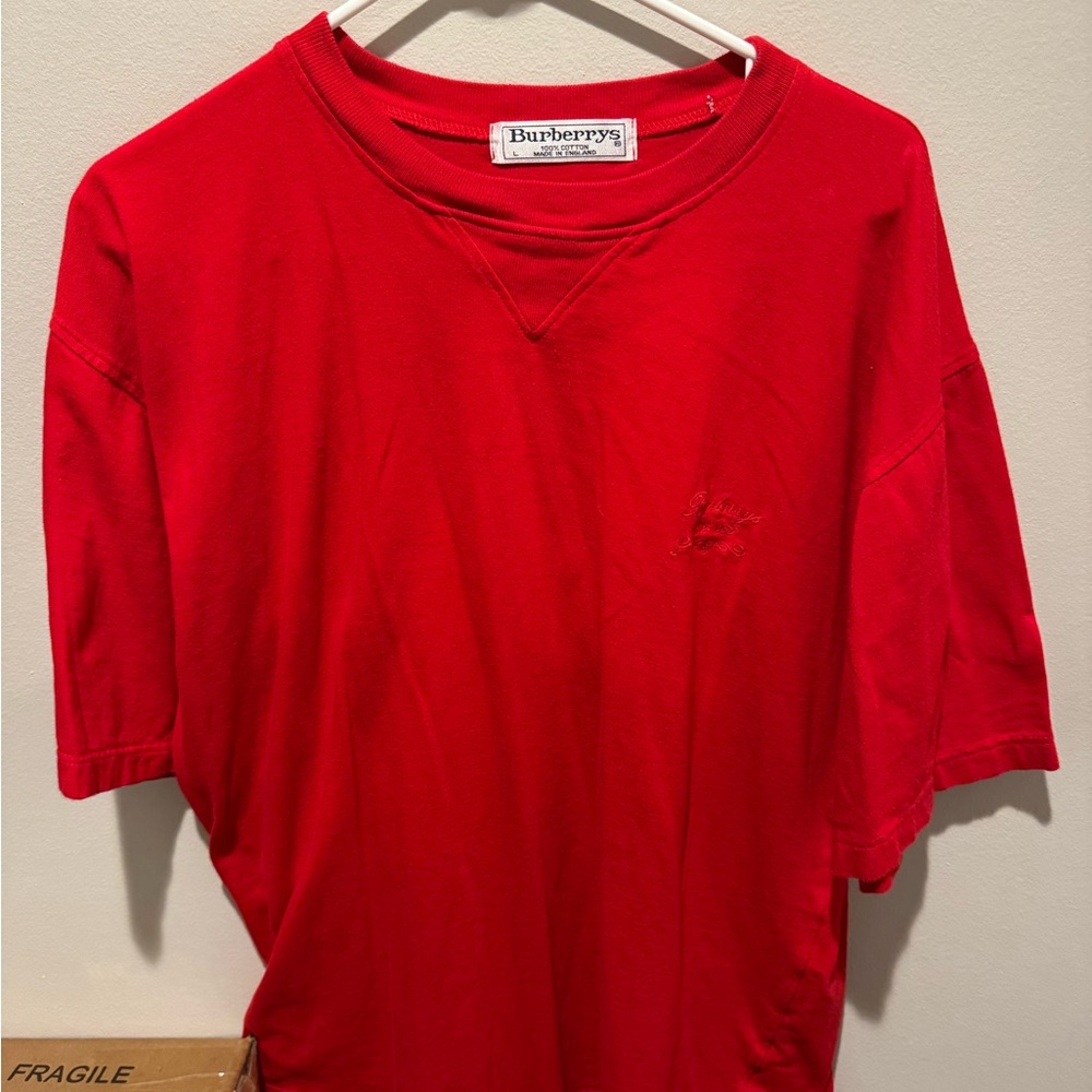 Burberry Luxury Vintage - Red Short Sleeve Tee - Large